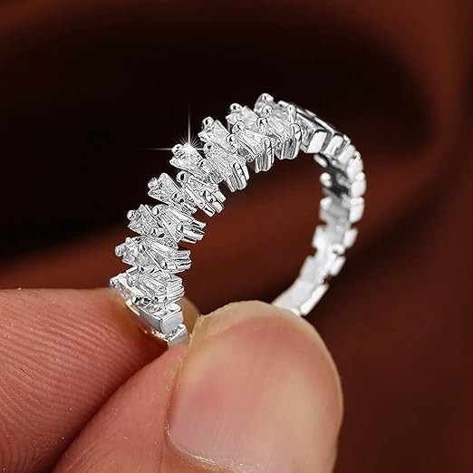 Double Rows Diamond Rings for Womens