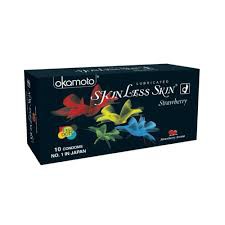Okamoto Strawberry Aroma 1350 Dots Skinless Skin Condoms for Men 10pcs Pack | Thailand