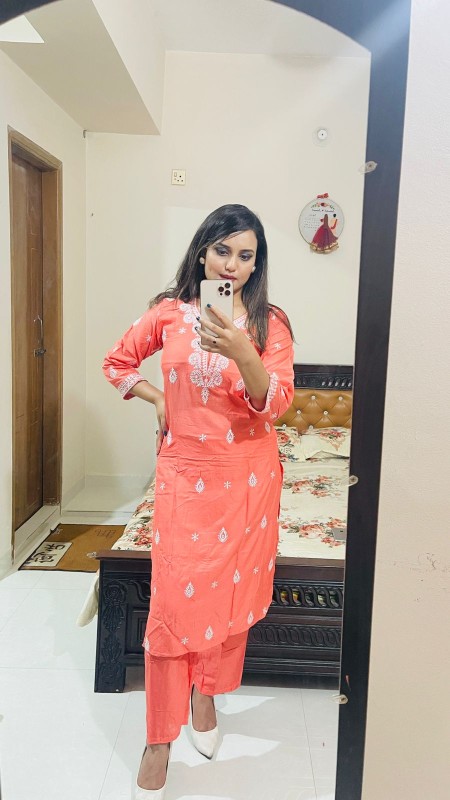 Cotton Embroidery Two Piece