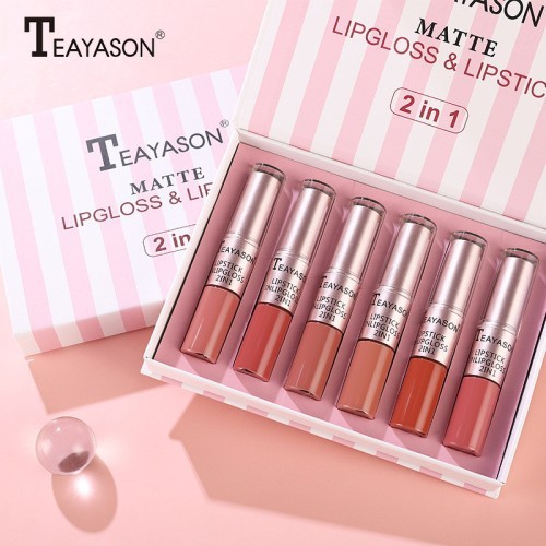 MAGIC CASA 6pcs/set Water-glossy Mirror / Matte Velvet Lip Gloss Lasting Liquid Lipstick Glitter Primer Hydrating Plump Lip Tint Makeup