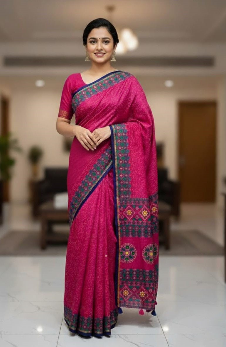 Premium Boutique Look Silk Print Saree