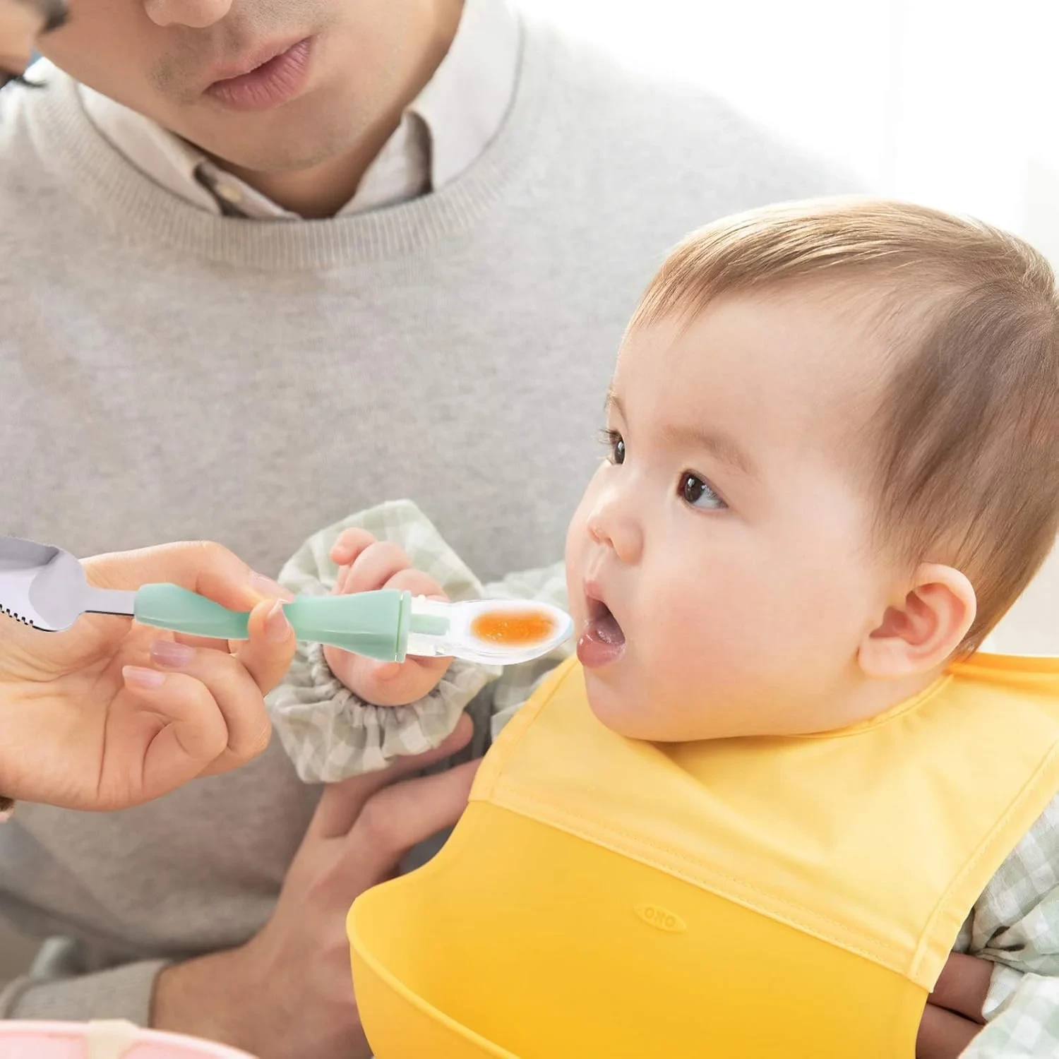 1pcs Multicolor New Design Double Head Scraper Mud Spoon Stainless Steel Fruit Mud Spoon Baby Silicone Spoon for Kids Feeding