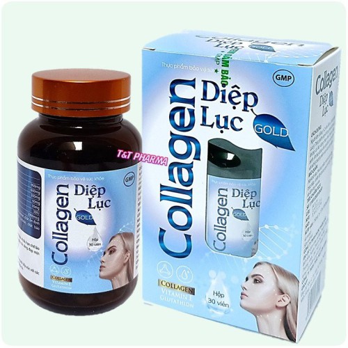 Ca.llagen Gold Chlorophyll Pills - help keep fit, beautiful skin, improve health - Box of 30 pills - Dark blue