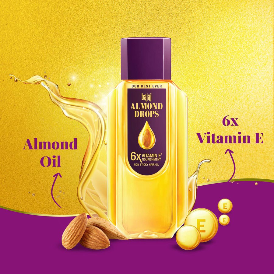 Bajaj Almond Drops Non Sticky Hair Oil 200ml / 100ml | India