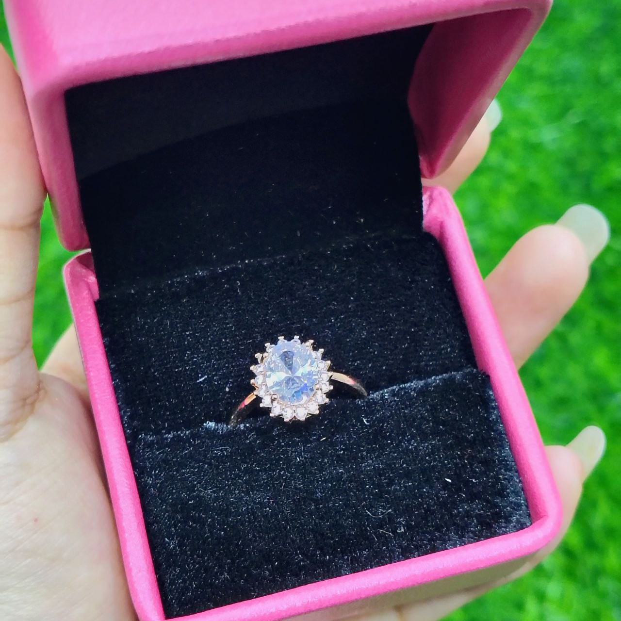 Classic Crystal Crown Ring – Golden Finish