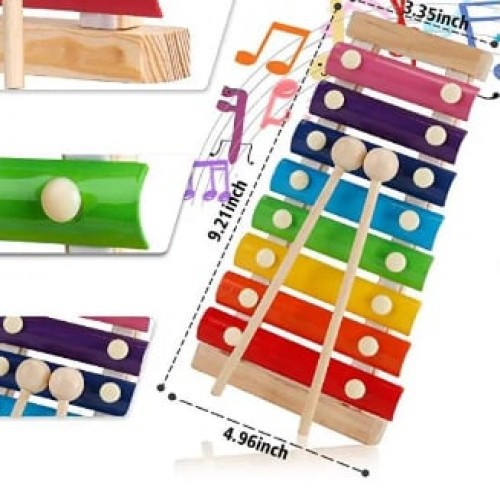 Wooden Multi-Color Xylophone Hand Knock Piano Musical Toy for Kids