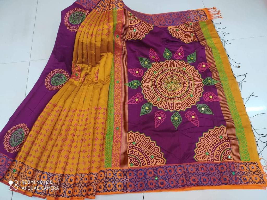 Embroidered Dupion Silk Saree