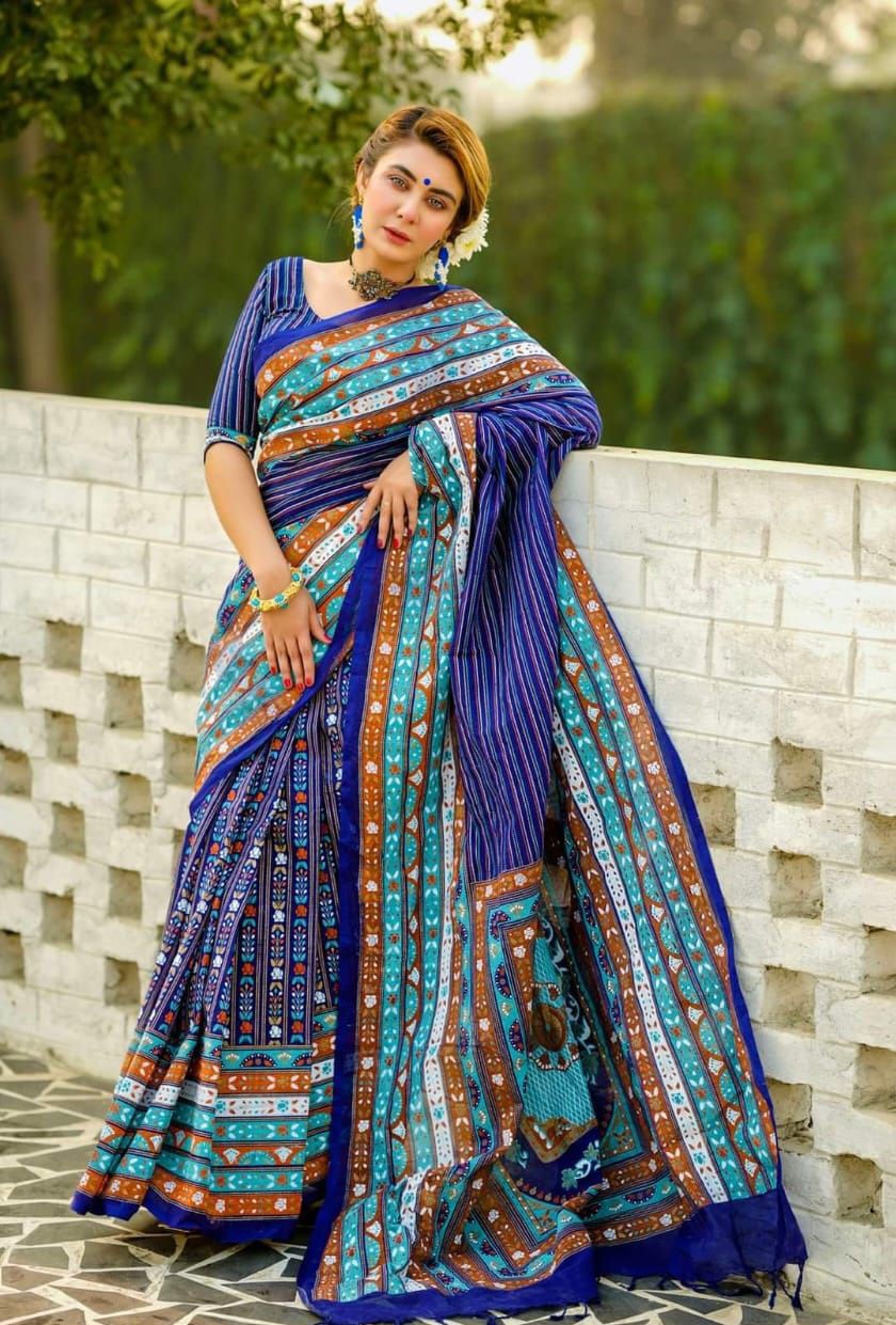 New High quality Half Silk Skin Print Saree