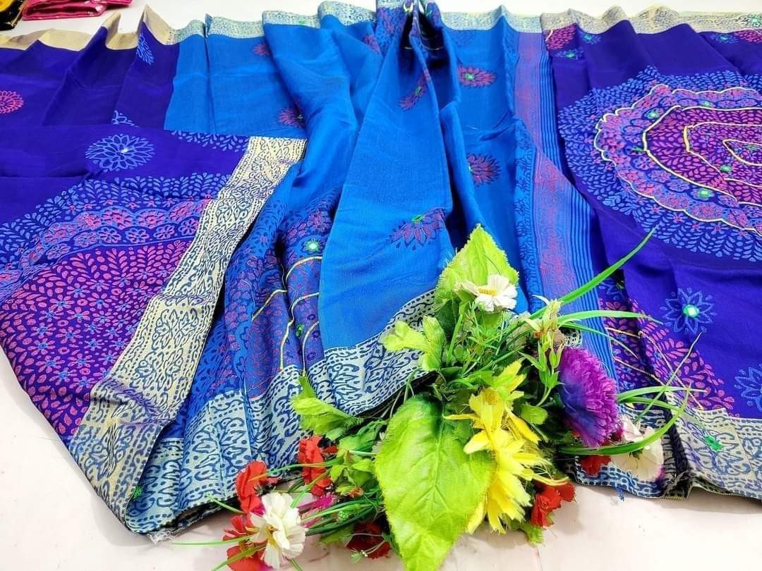 Embroidered Dupion Silk Saree
