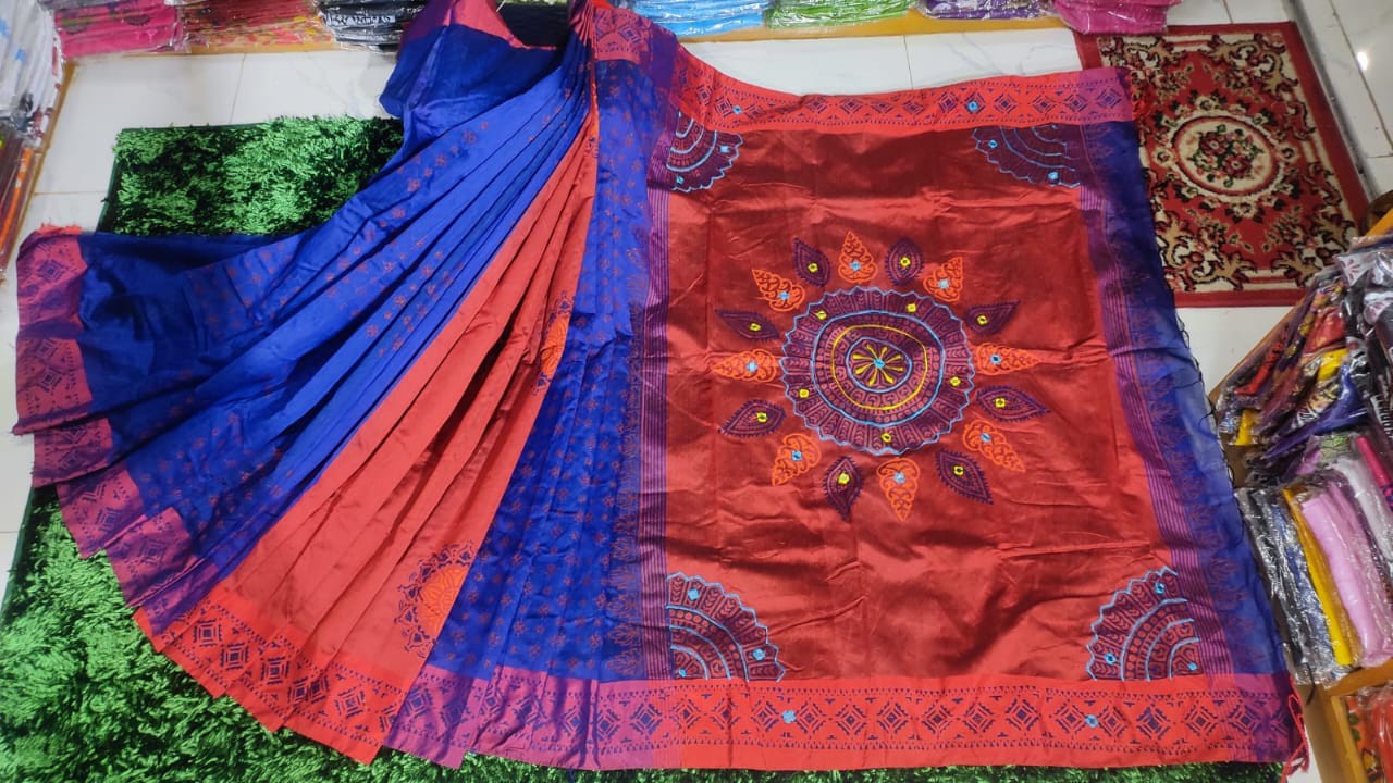 Embroidered Dupion Silk Saree