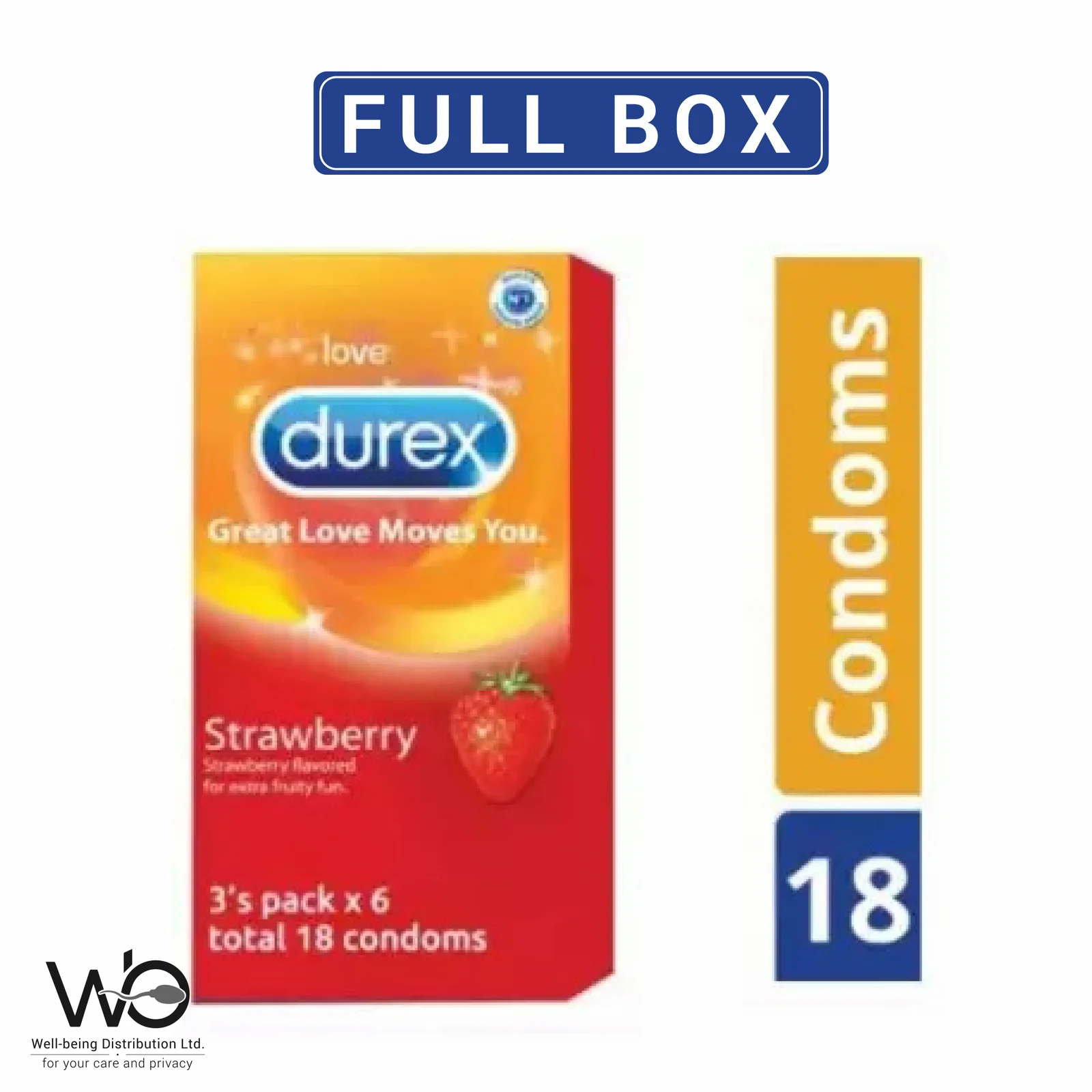Durex Strawberry Condom For Men | Full Box – 18pcs