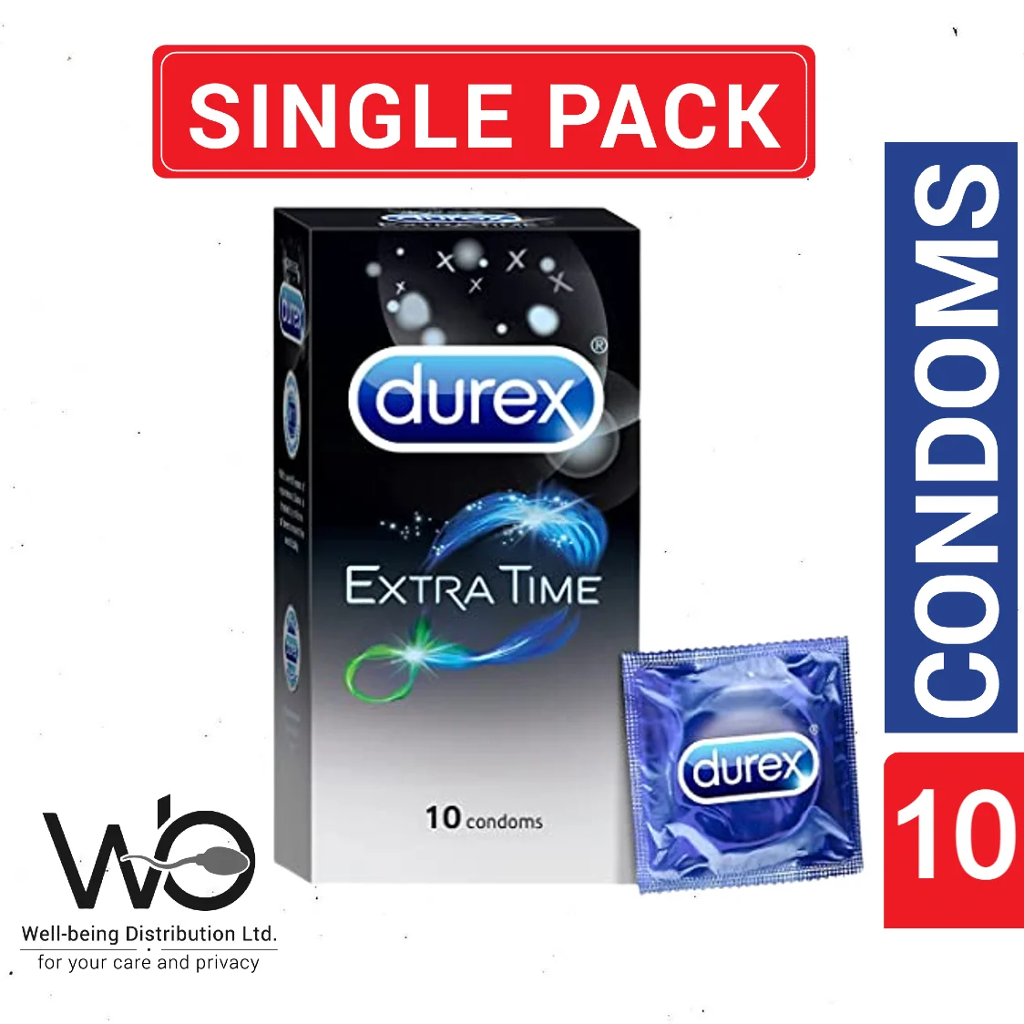 Durex Condom – Extra Time Condoms For Men 10Pcs Pack (Made In India)