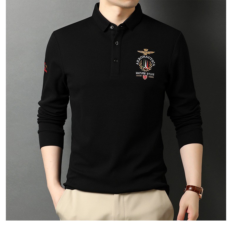 Black Long Sleeve Polo Shirt