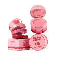 Handaiyan Tint Trio Wonder 3gm – Pocket-Size Lip & Cheek Stain Multi-Use Makeup Powder Pink Blush Cream Blush for Cheeks & Lips, Eyeshadow, Lightweight, Longlasting, 3 Shades Tinted Buildable Blush Fa