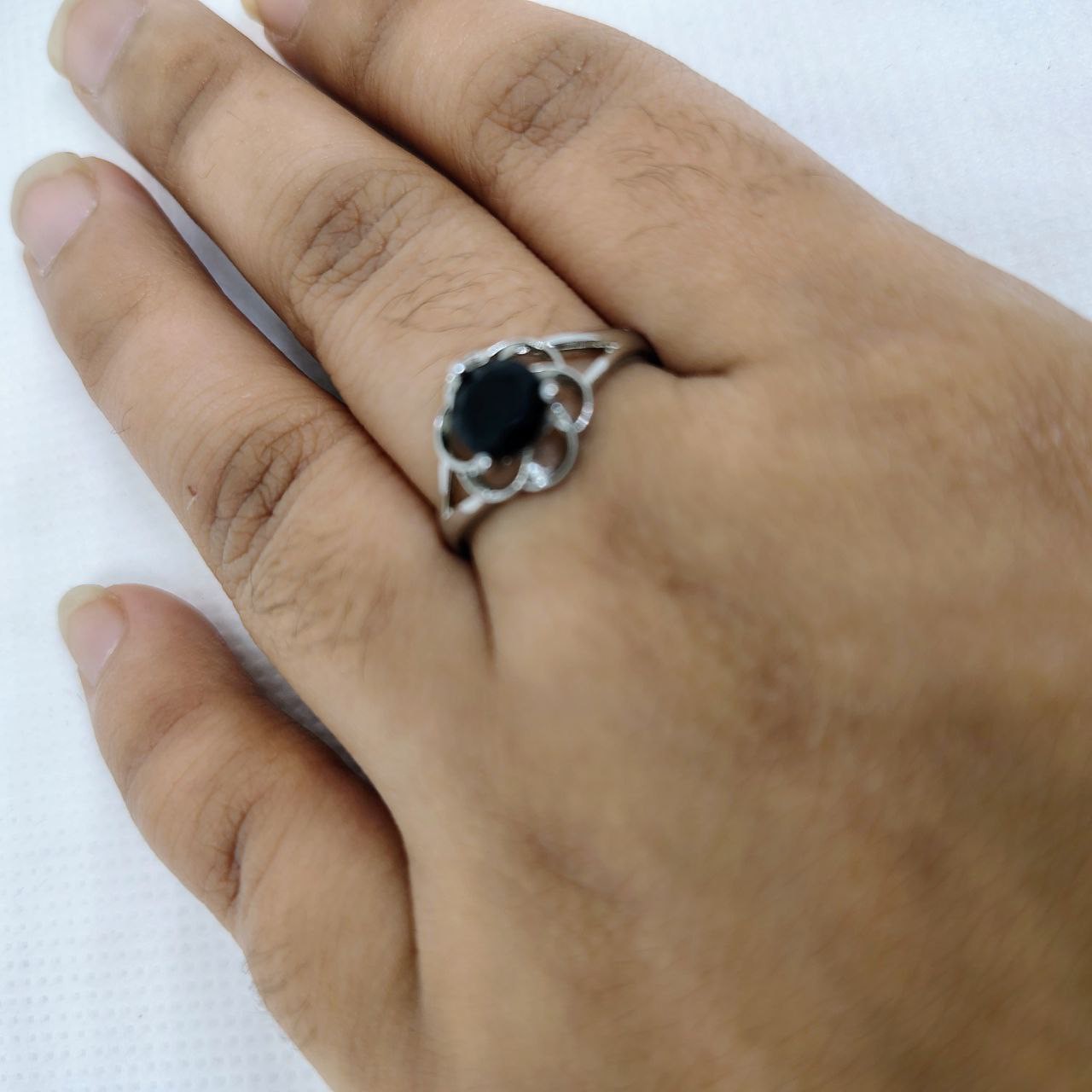 Crystal Bloom Silver Ring