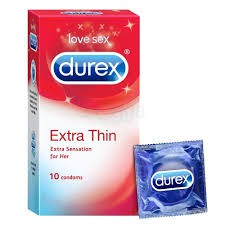 Durex Condom Extra Thin Condoms for Men 10pcs Pack | Made in India