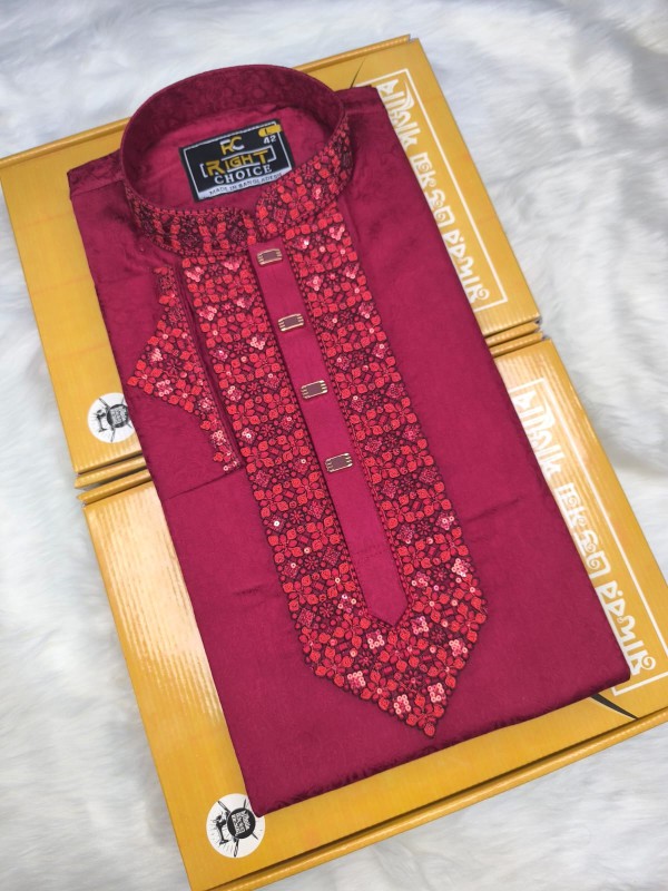 Sequence Embroidery Panjabi Luxury Gold