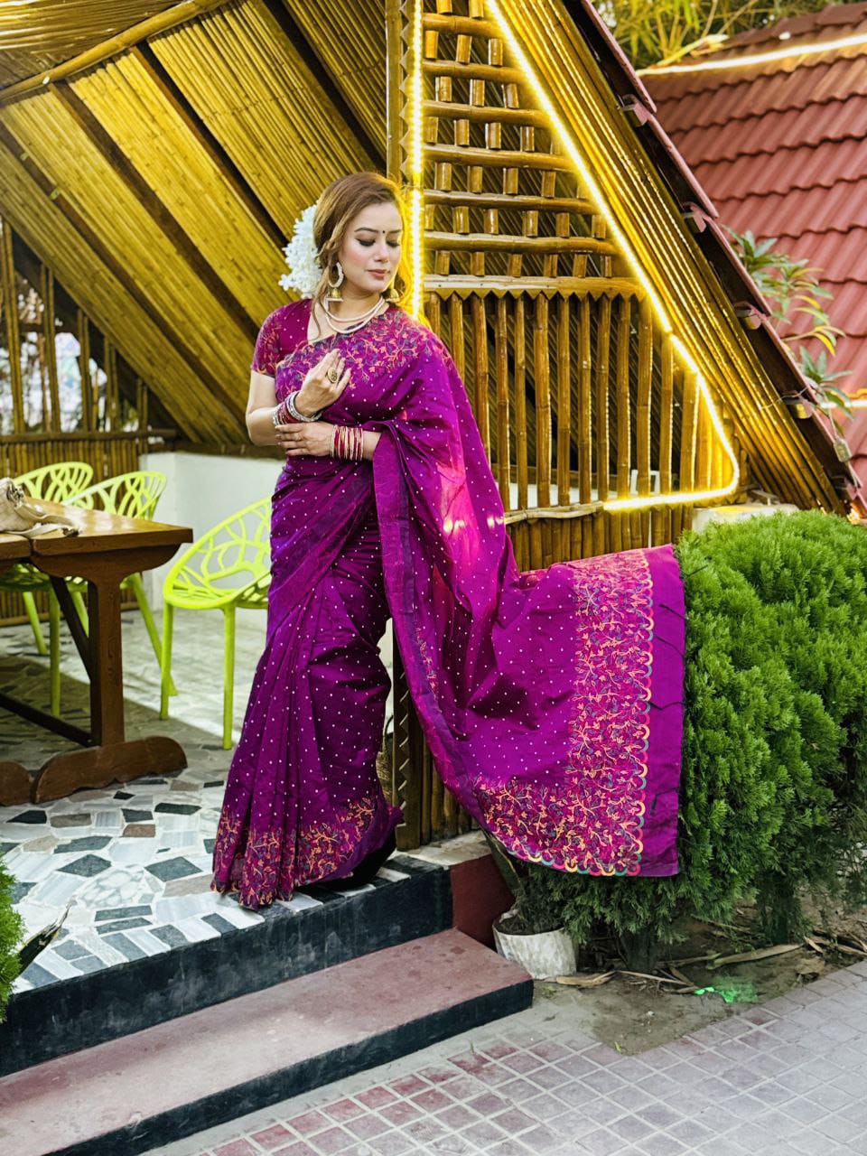 Elegant Dupion Silk Saree with Designer Blouse Piece
