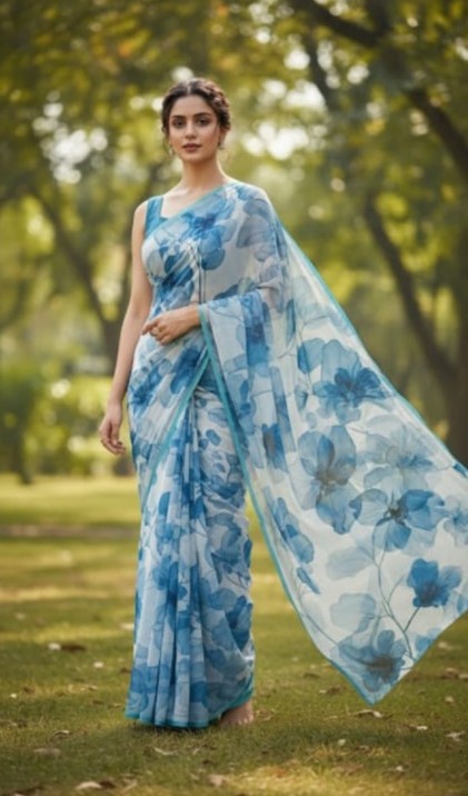 Classic Georgette Velvet Touch Saree