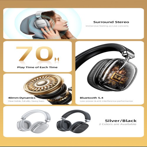 Awei AT7 Wireless Overhead Earphone 70 hours