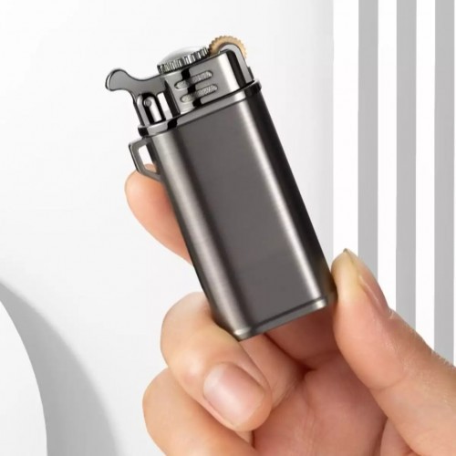 Simple and Stylish Clamshell Grinding Wheel Single Straight Lighter Metal Straight Blue Flame