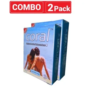 Coral | Super Dotted Lubricated Natural Latex Condom | Combo Pack | 2 Packs 3×2=6pcs