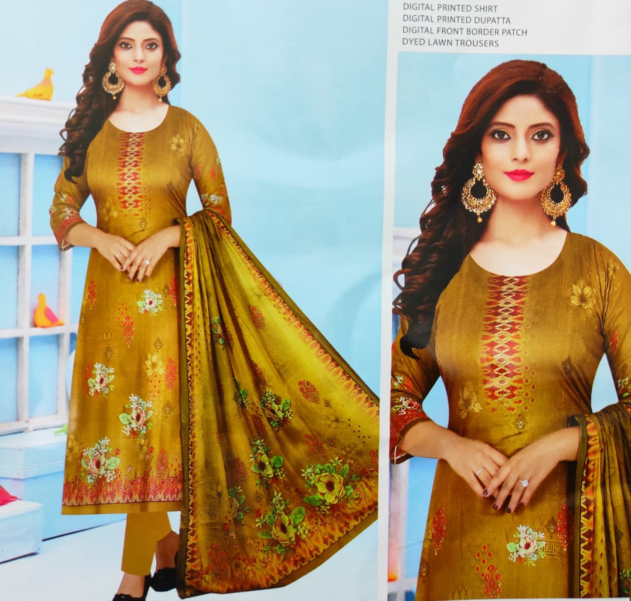 MALHAR 100% Premium cotton lawn digital printed 3 Piece -(21)