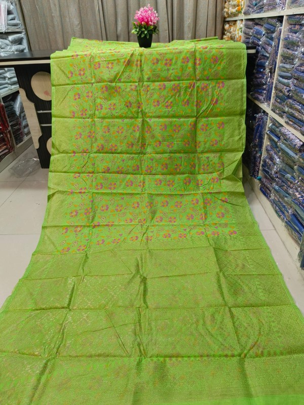 Luxury Half Silk Skin Print Saree for Ladies