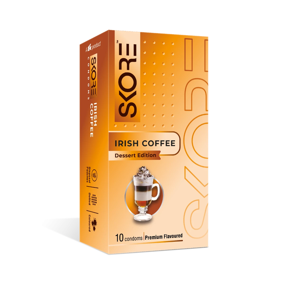 Skore Condom for Men Irish Coffee Dessert Edition Premium Flavored 1500+ Dotted Condoms 10pcs / 3pcs Pack | India