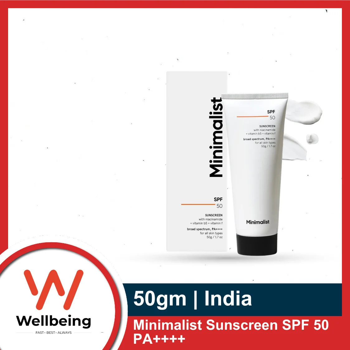 Minimalist Sunscreen SPF 50 PA++++ 50gm | Clinically Tested in US (In-Vivo) | Lightweight Cream with Multi-Vitamins | No White Cast | Broad Spectrum Niacinamide Sunscreen For Oily Skin, Dry Skin | For