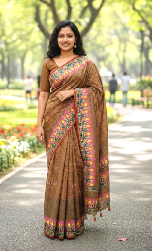 Premium Silk Skin Print Designer Saree