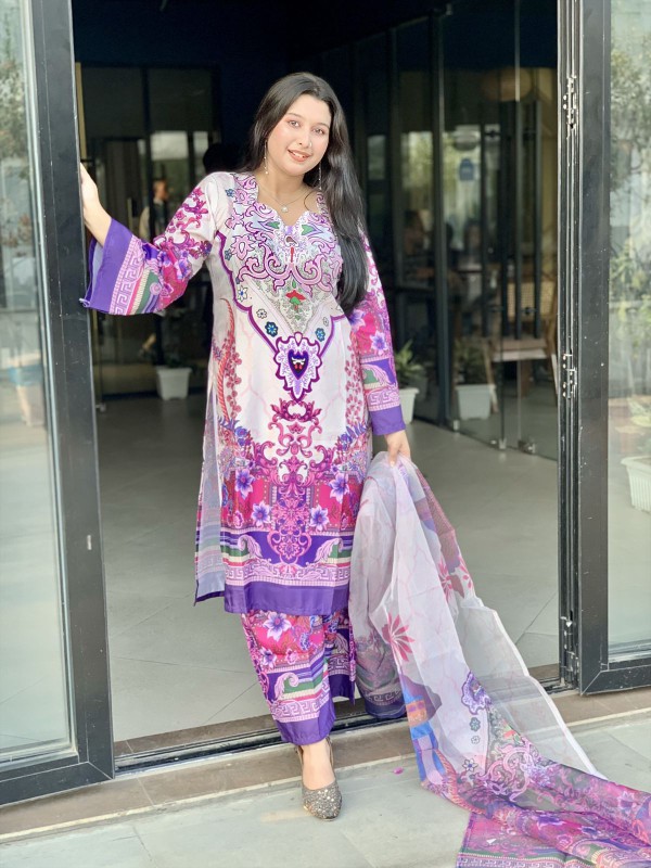 Ready Made Pure dubai silk Digital Print Three Piece (3)