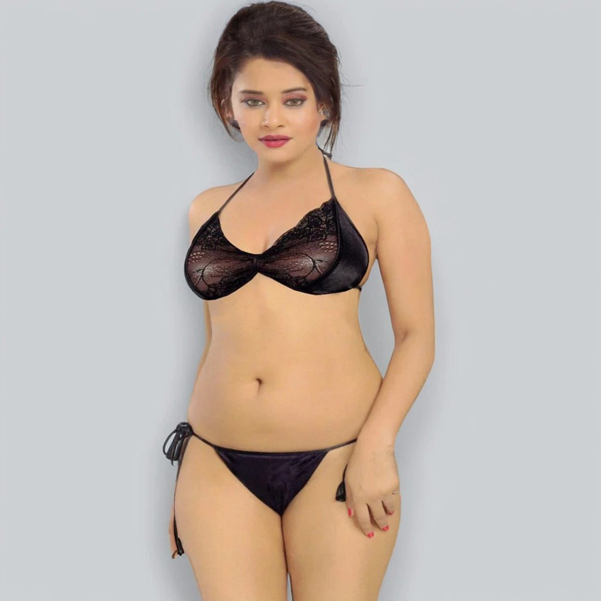 Black Lace Bikini Bra Set for Women – Stylish & Comfortable Swimwear