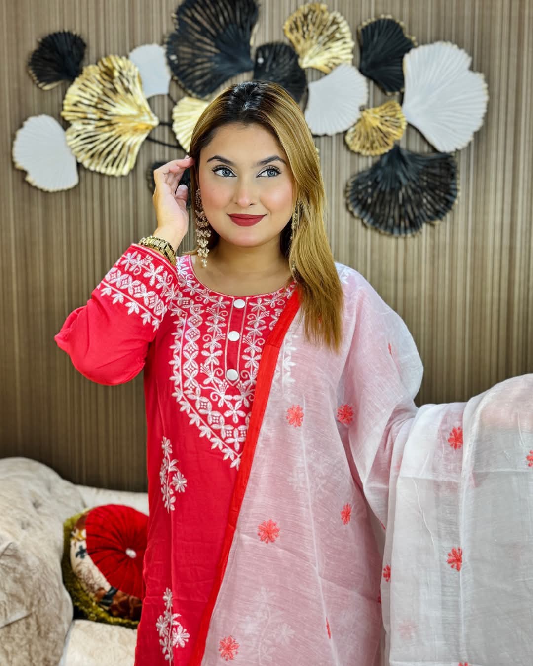 Elegant Cotton Embroidered Set