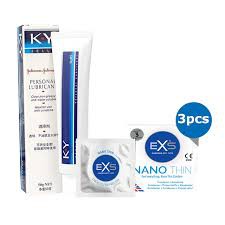 EXS Glow in The Dark Condom 3pcs & MY Jelly Water Based Lubricant 50gm | Works like KY Jelly
