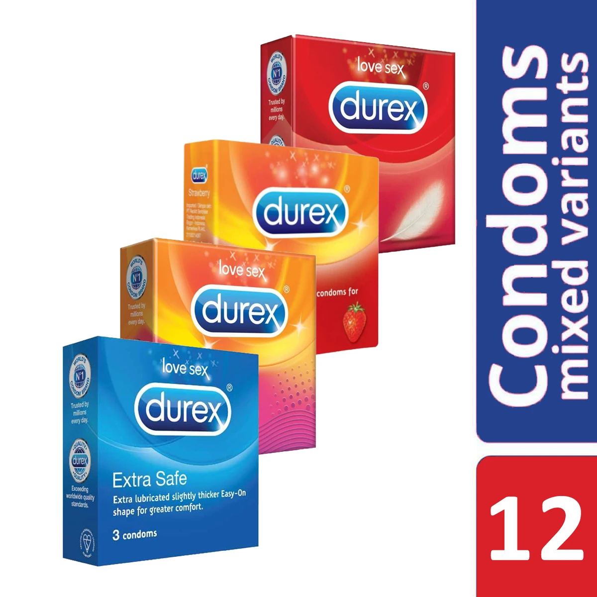 Durex - Mix It Up Assorted Condom - Combo Pack - 4 Packs - 3x4=12pcs