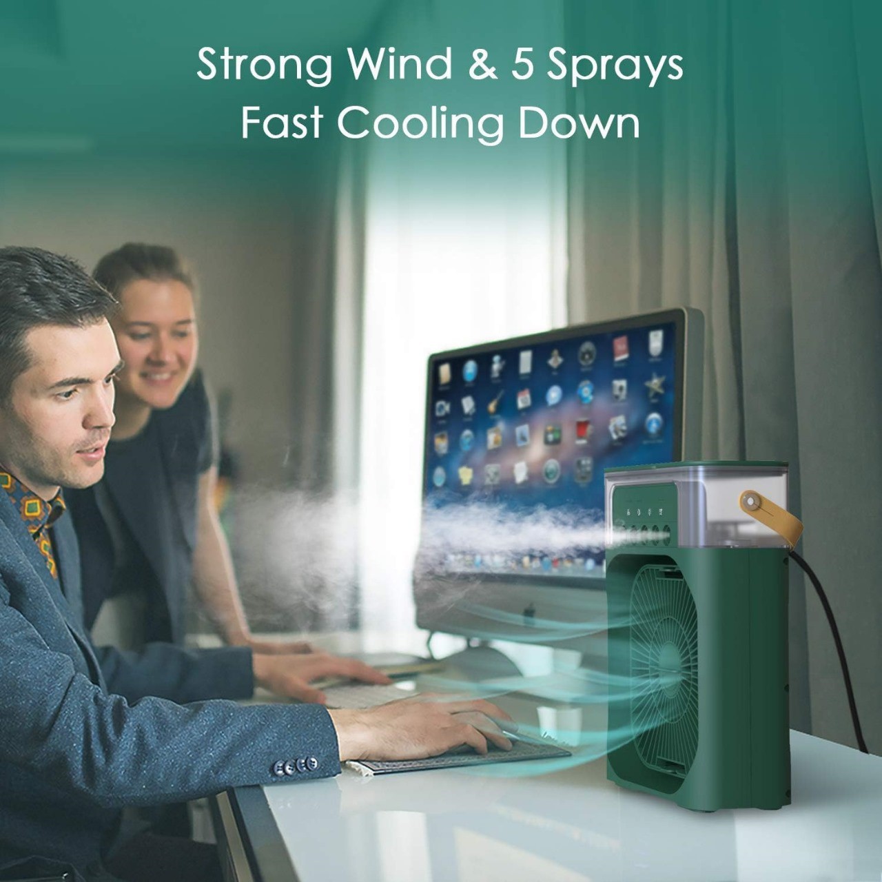 3 In 1 Air Cooling USB Fan with LED Night Light Water Fan