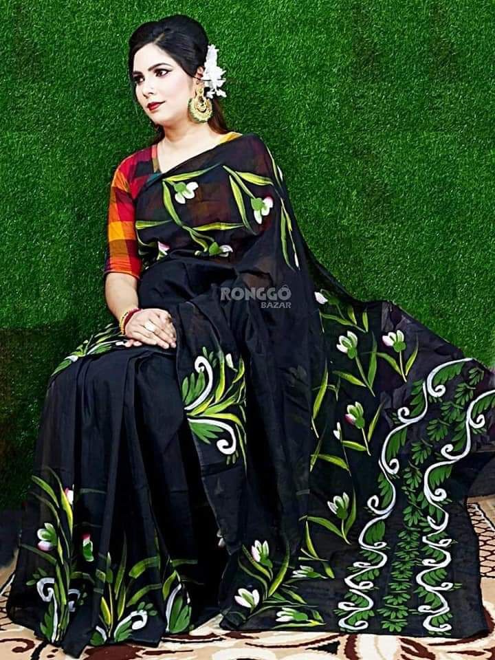 Half Silk Block Print Saree