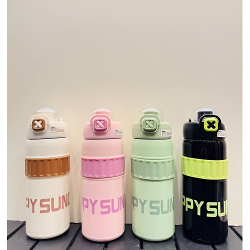 Happy Sunday Branded Stainless Steel Vacuum Thermos Water Bottle 420ML