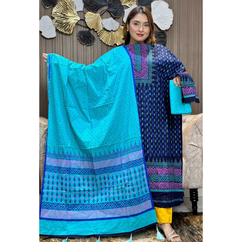 New Exclushive Collection High Qualitiey Cotton Printed Three Piece-(21)