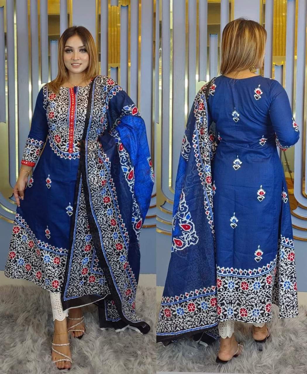 Screen print with Embroidery  three piece