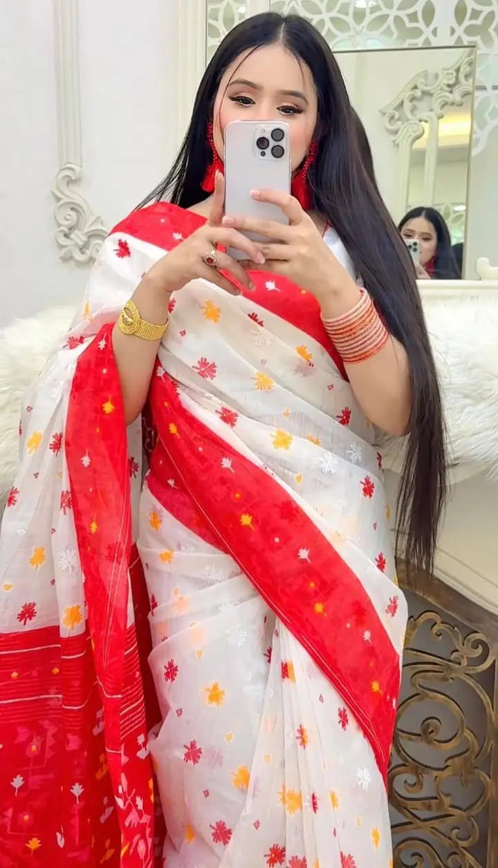 Half Silk Screen Print Elegance Saree