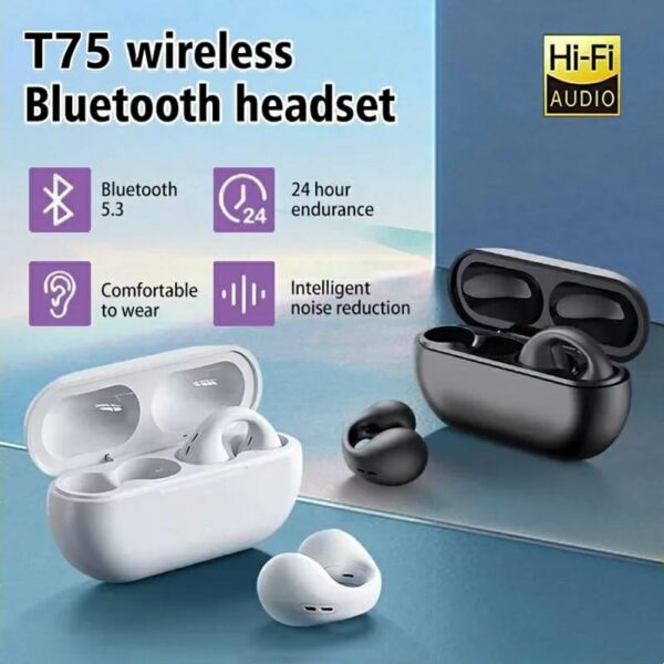 T 75 Wireless Bluetooth 5.3 Earbuds Ear Clip Bone Conduction Headphones Sport Headset (5)
