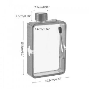 400ml-Outdoor-Portable-Transparent-Square-Leakproof-Flat-Water-Bottle-3