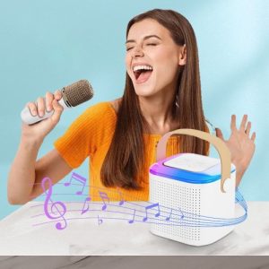 Mini-Karaoke-Machine-Portable-Bluetooth-Speaker-with-Wireless-Microphones-3.