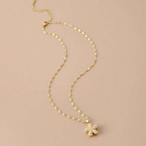 Rotatable-Five-Petal-Flower-Gold-Plated-Womens-Necklace-With-gift-box-3